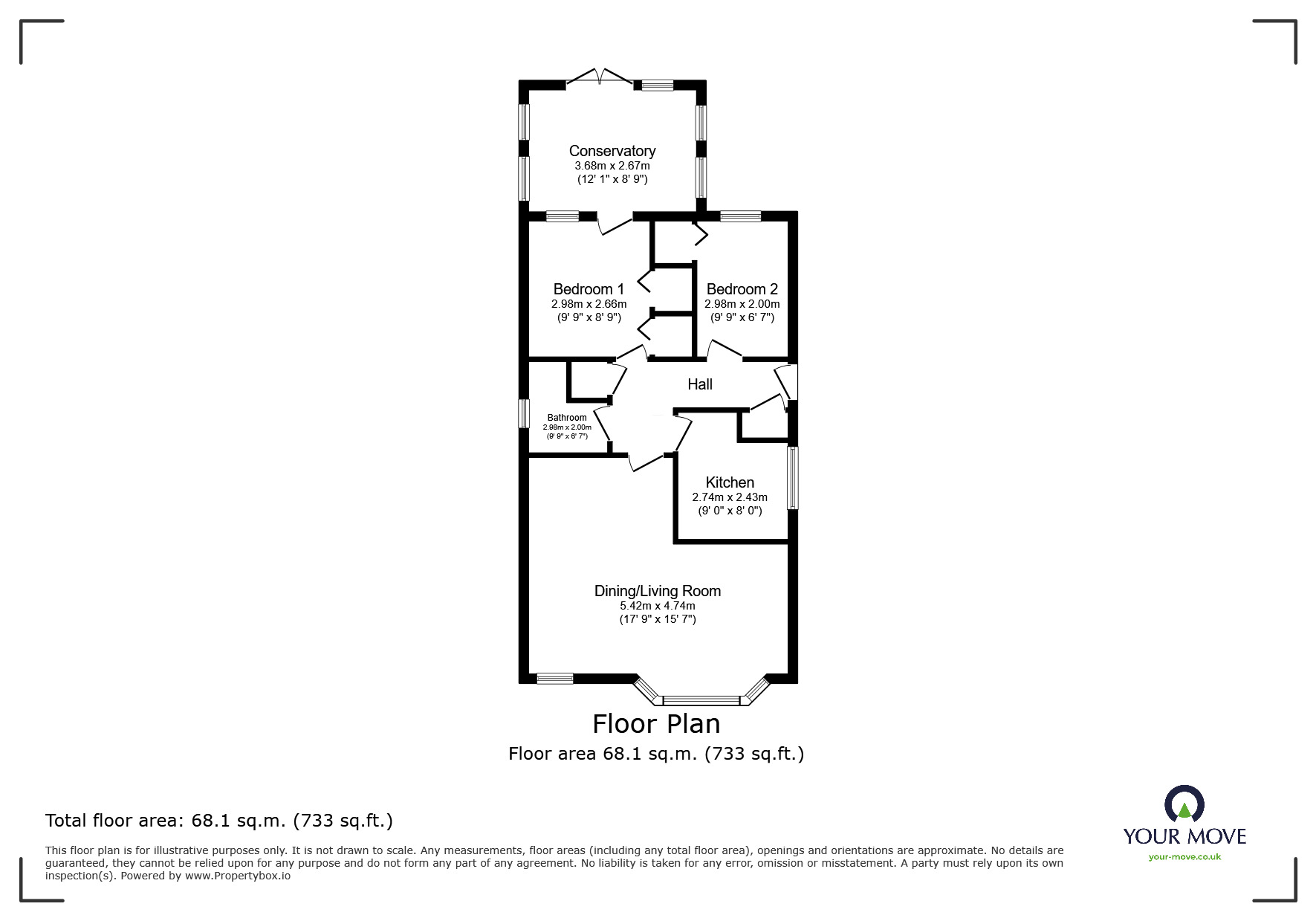 Floorplan of 2 bedroom Detached Bungalow for sale, Willowgarth Close, Ryhill, West Yorkshire, WF4