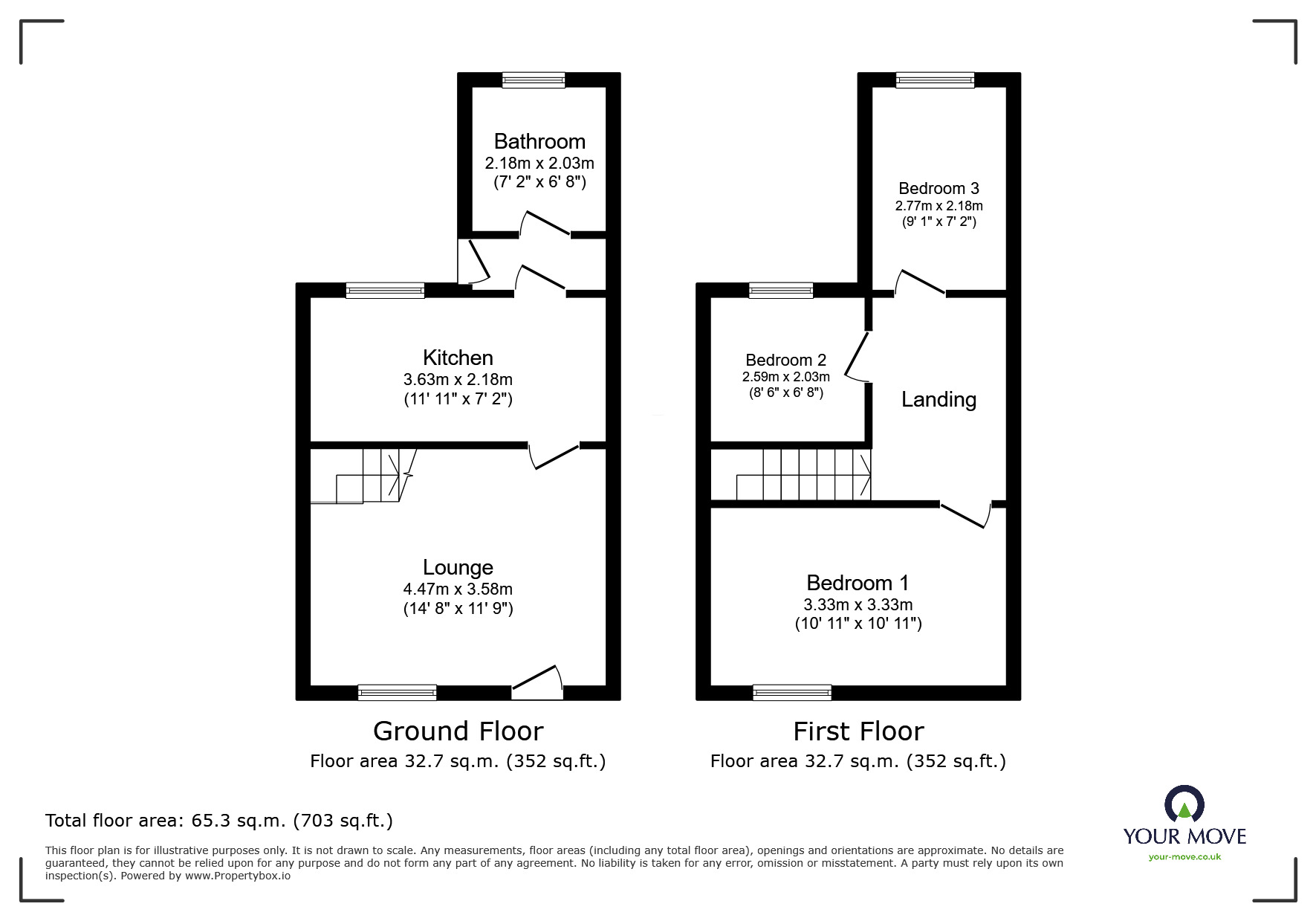 Floorplan of 3 bedroom Mid Terrace House for sale, St. Georges Road, Barnsley, S70