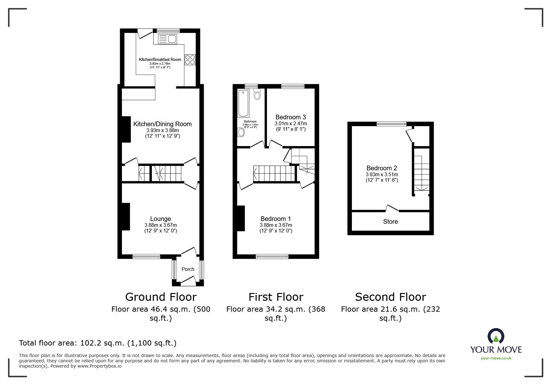 Floorplan of 3 bedroom Mid Terrace House for sale, Barnsley Road, Cudworth, Barnsley, S72