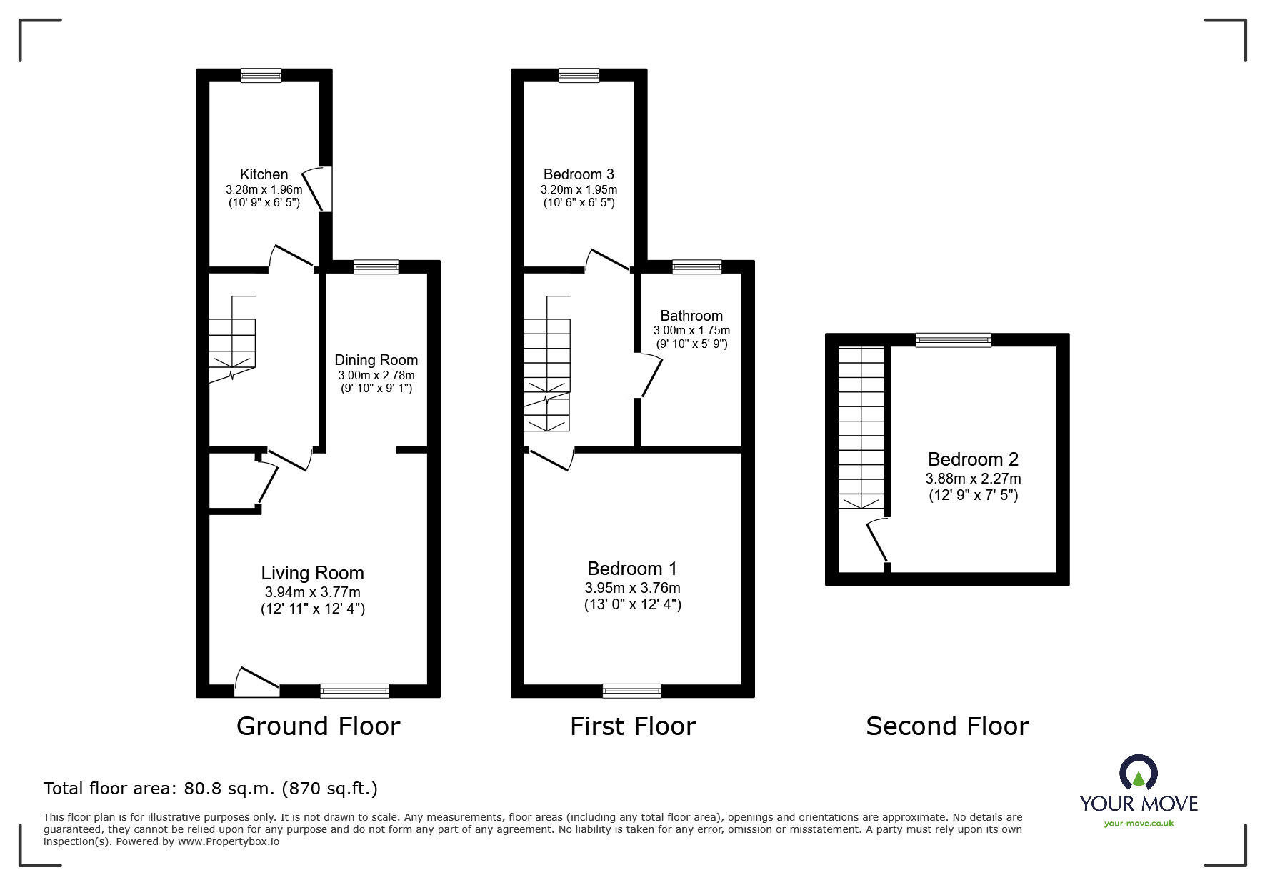 Floorplan of 3 bedroom Mid Terrace House for sale, Coniston Road, Barnsley, S71
