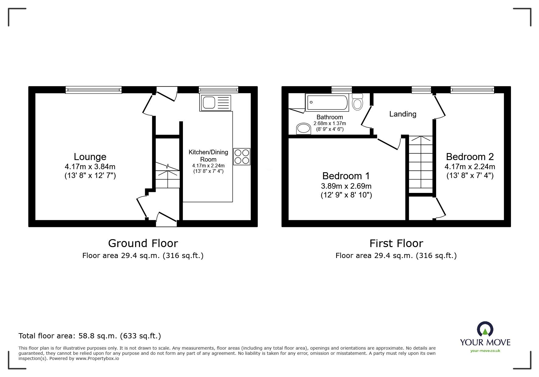 Floorplan of 2 bedroom Semi Detached House for sale, Highstone Vale, Barnsley, S70