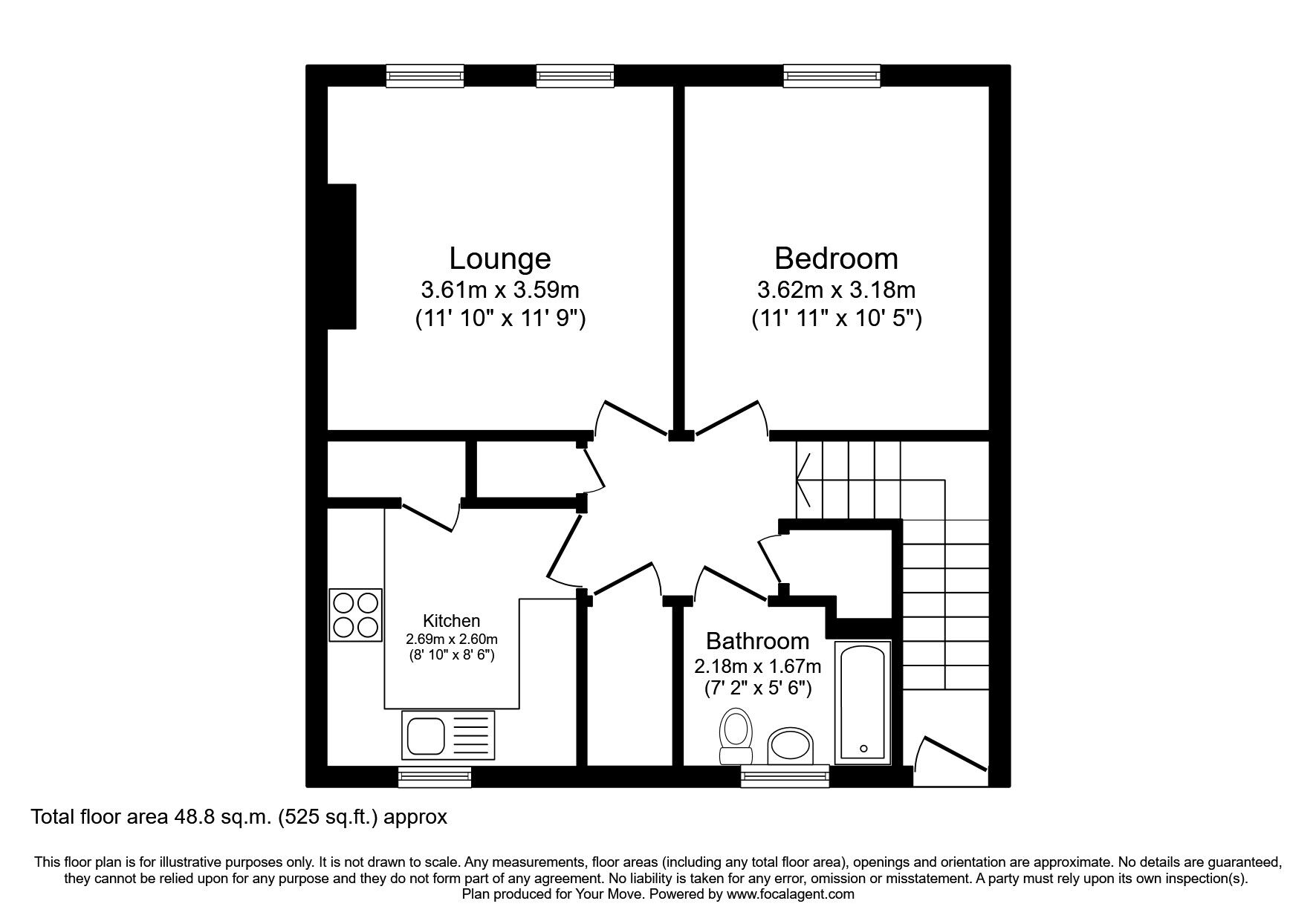 Floorplan of 1 bedroom Flat for sale, Kirkstall Road, Barnsley, South Yorkshire, S71