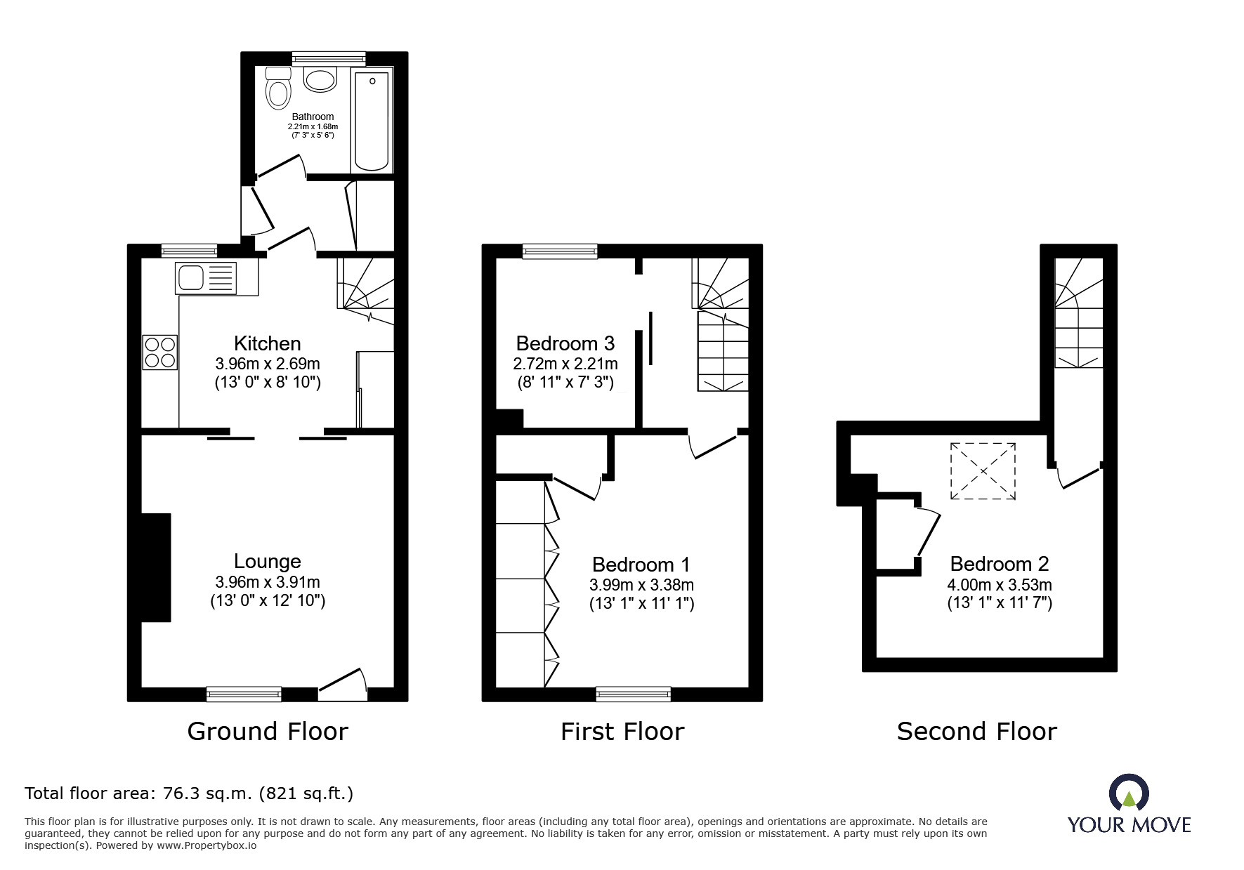 Floorplan of 3 bedroom Mid Terrace House to rent, Pond Street, Barnsley, S70