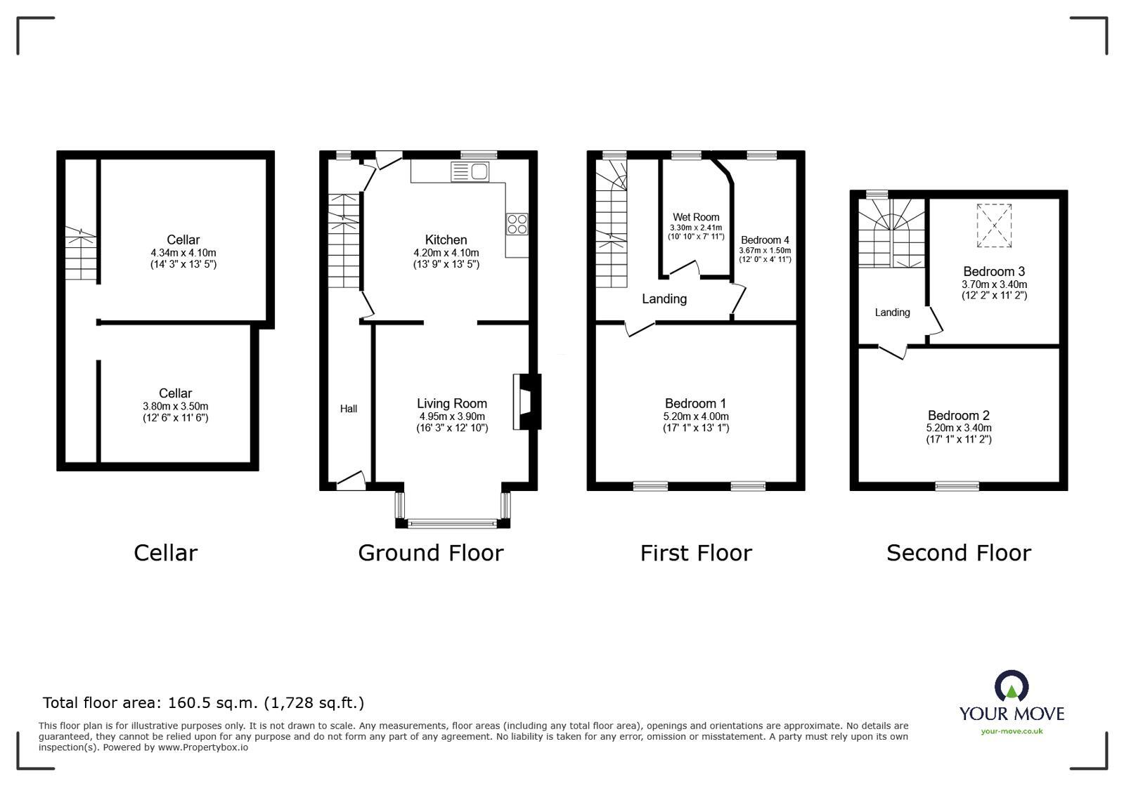 Floorplan of 4 bedroom Mid Terrace House for sale, Grove Street, Barnsley, S71