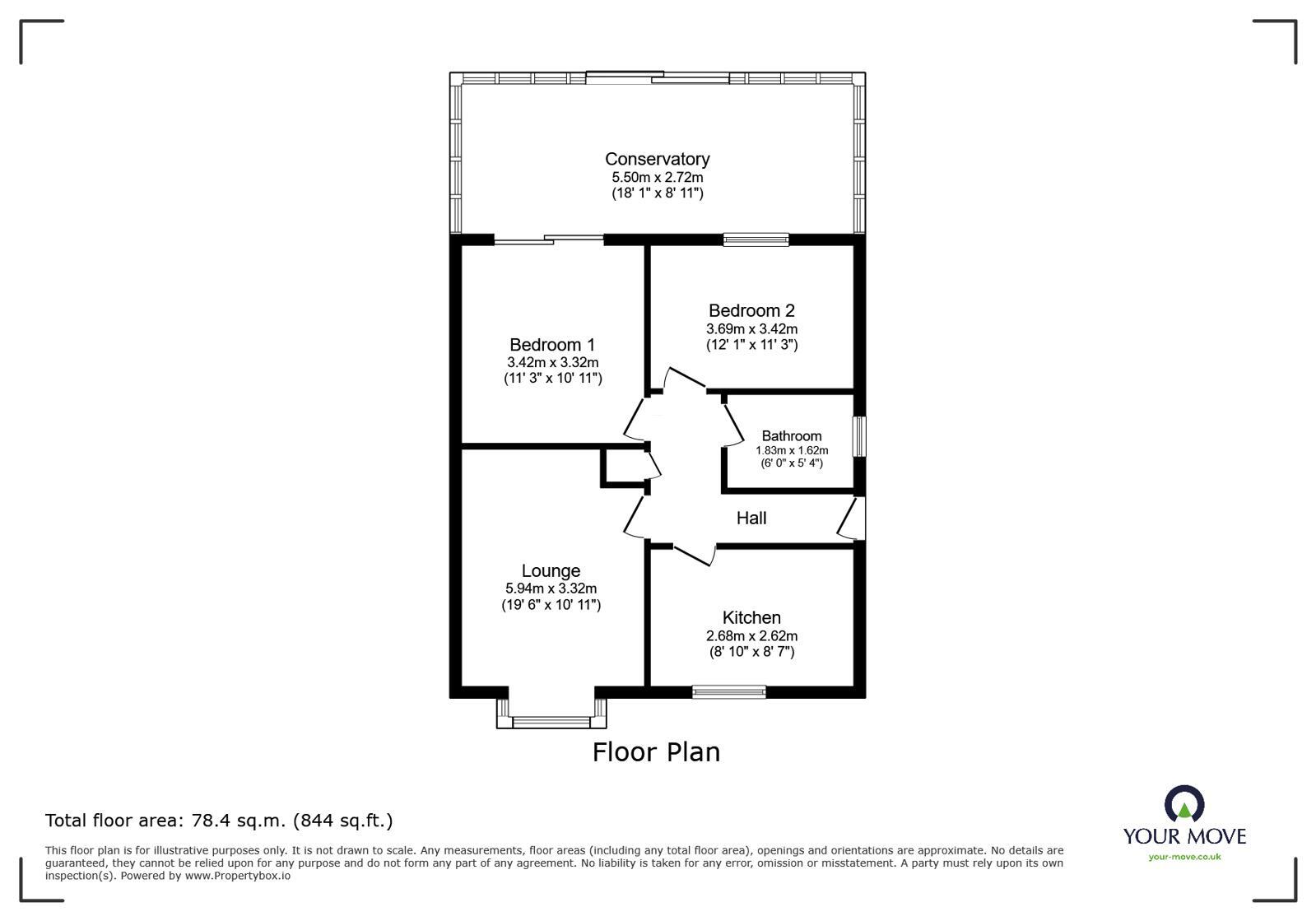 Floorplan of 2 bedroom Semi Detached Bungalow for sale, Lowlands Close, Barnsley, S71
