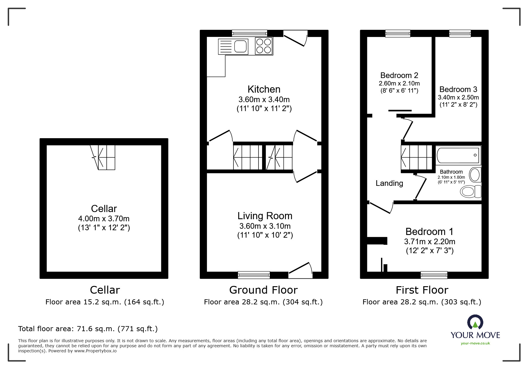 Floorplan of 3 bedroom Mid Terrace House to rent, Pindar Oaks Street, Barnsley, S70