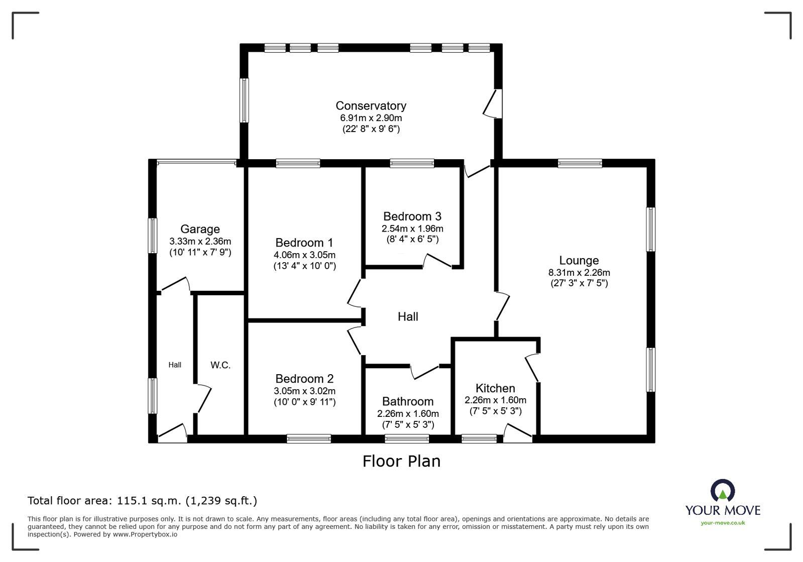 Floorplan of 3 bedroom Detached Bungalow for sale, Tollgate Close, Shafton, Barnsley, S72