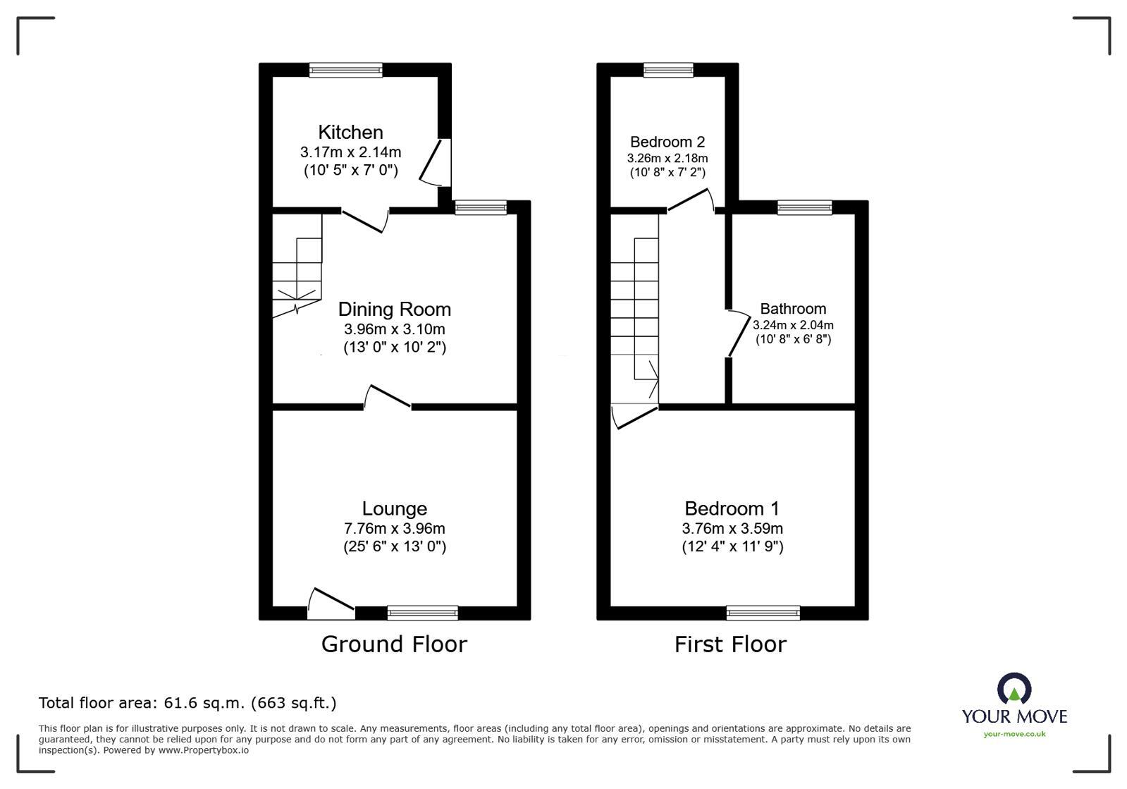 Floorplan of 2 bedroom Mid Terrace House for sale, Snydale Road, Cudworth, Barnsley, S72