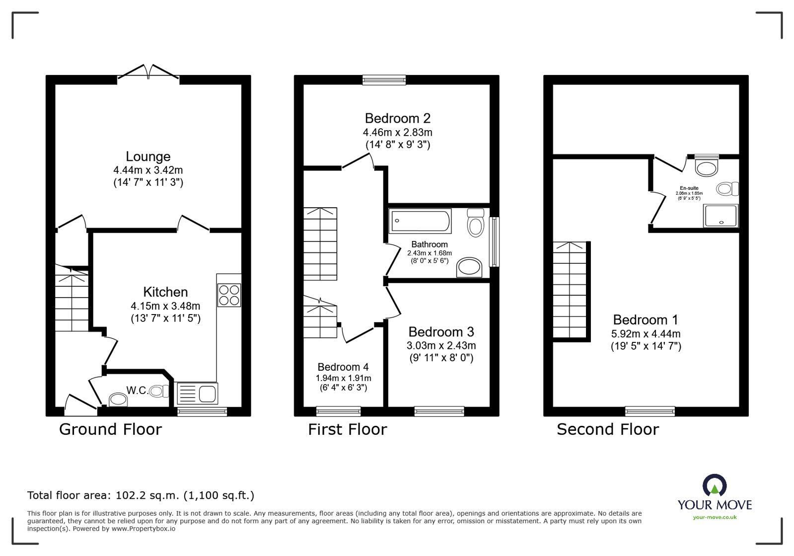 Floorplan of 3 bedroom Semi Detached House for sale, Brook Close, Grimethorpe, Barnsley, S72