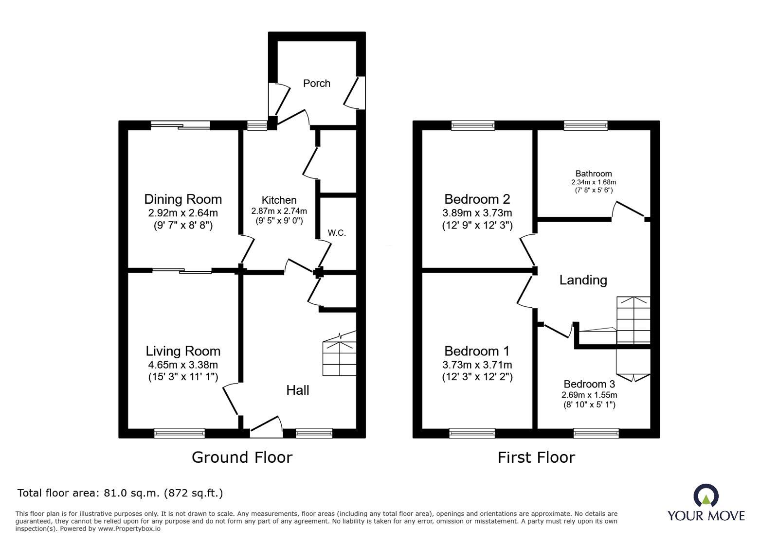 Floorplan of 3 bedroom Semi Detached House for sale, Wood Street, Barnsley, S70