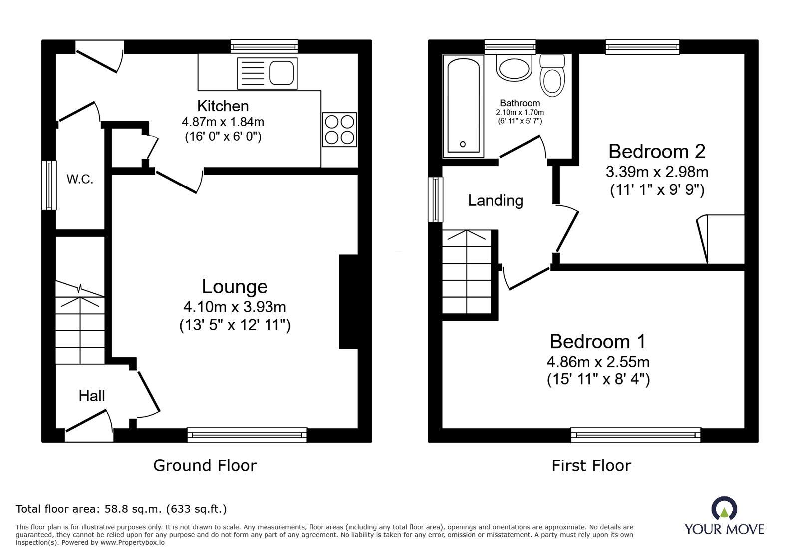Floorplan of 2 bedroom Semi Detached House for sale, California Street, Barnsley, S70