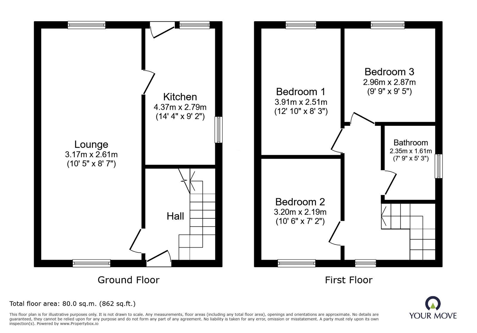 Floorplan of 3 bedroom Semi Detached House for sale, Monkspring, Worsbrough, Barnsley, S70
