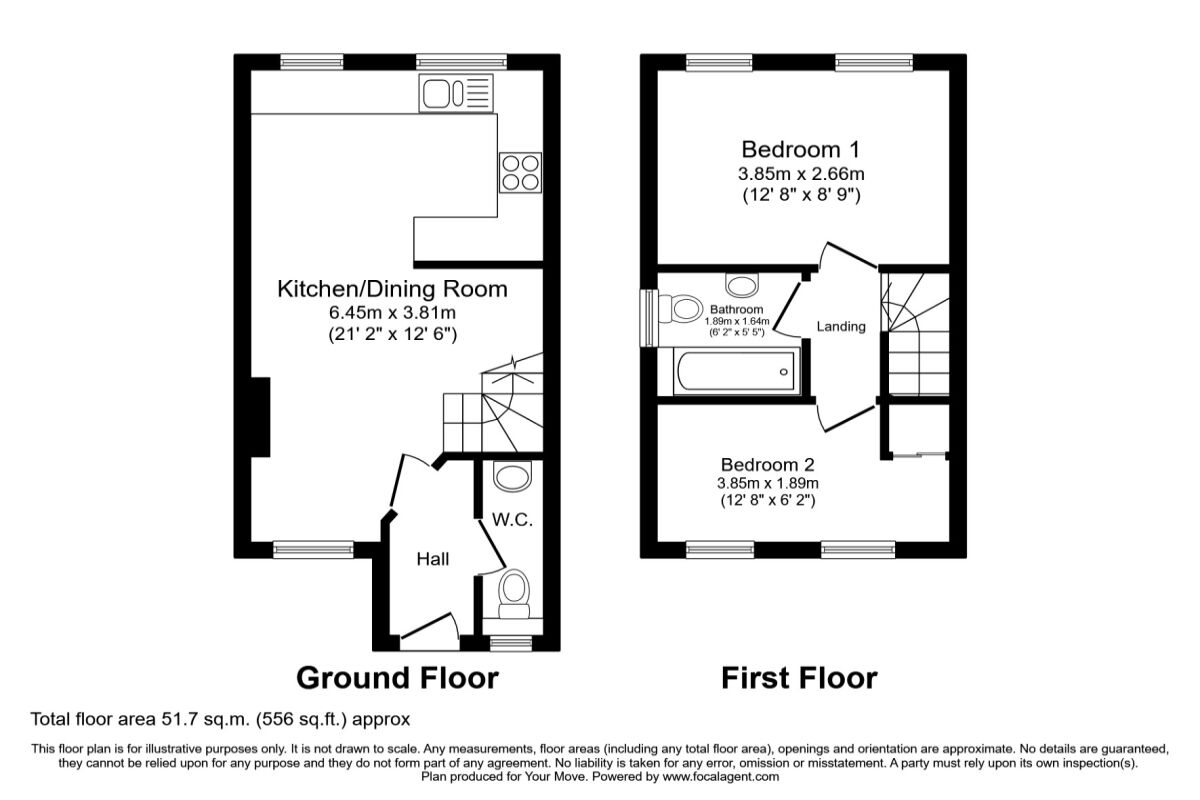 Floorplan of 2 bedroom  House to rent, Stukeley Road, Basingstoke, Hampshire, RG21