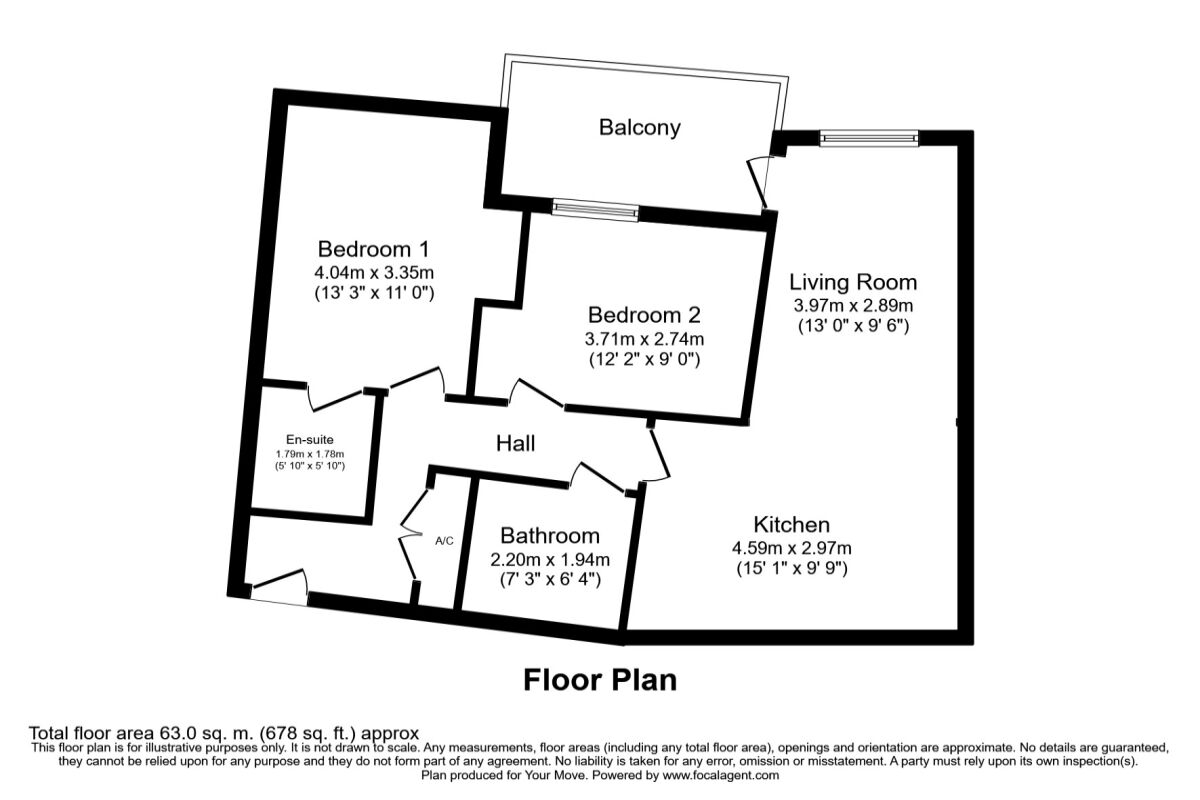 Floorplan of 2 bedroom Flat to rent, Alencon Link, Basingstoke, Hampshire, RG21