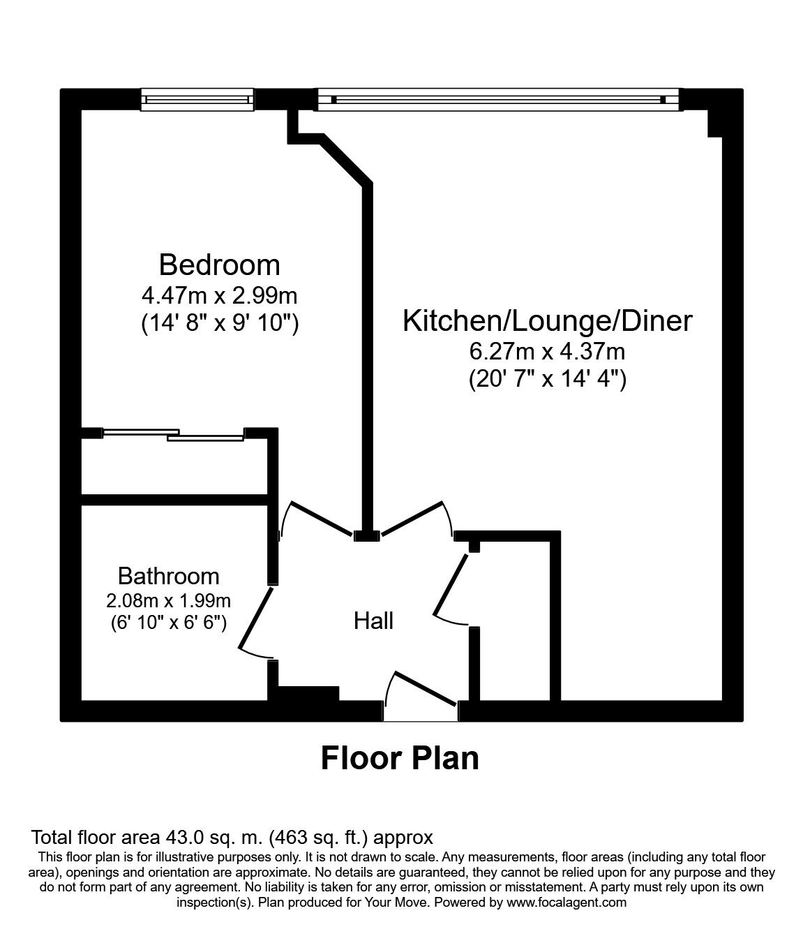 Floorplan of 1 bedroom Flat to rent, Churchill Way, Basingstoke, Hampshire, RG21
