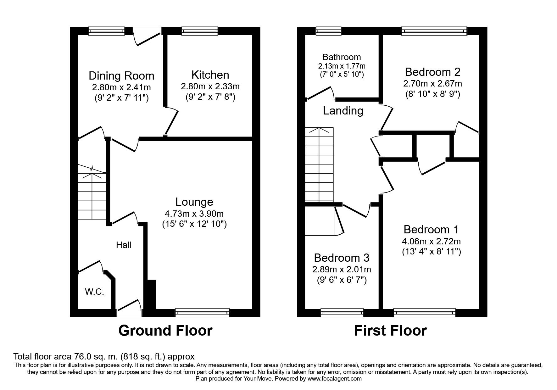 Floorplan of 3 bedroom Semi Detached House to rent, Simmons Walk, Basingstoke, Hampshire, RG21