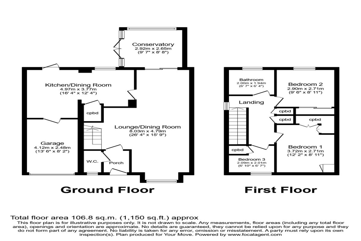 Floorplan of 3 bedroom Link Detached House to rent, Van Dyck Close, Basingstoke, Hampshire, RG21