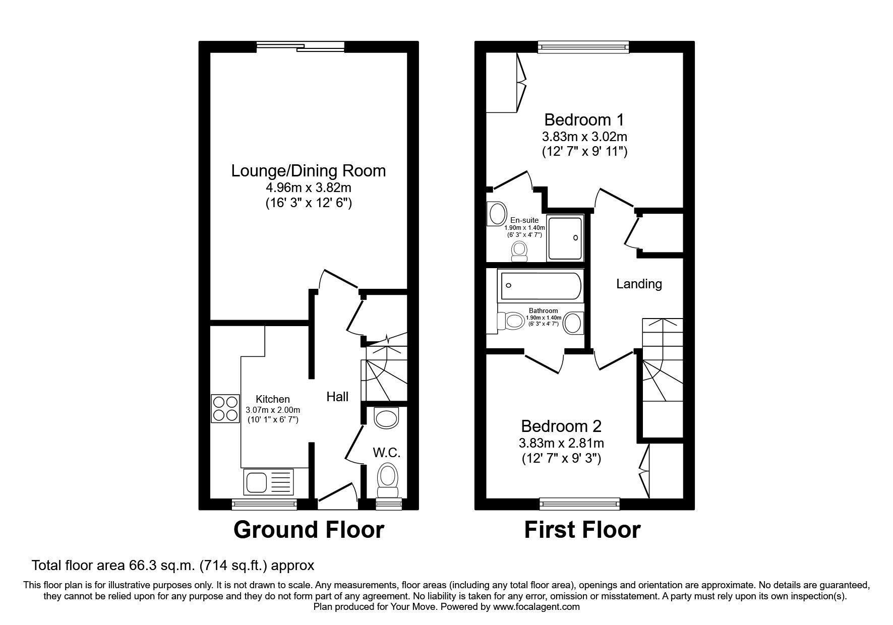 Floorplan of 2 bedroom Mid Terrace House to rent, Belfry Square, Beggarwood, Hampshire, RG22