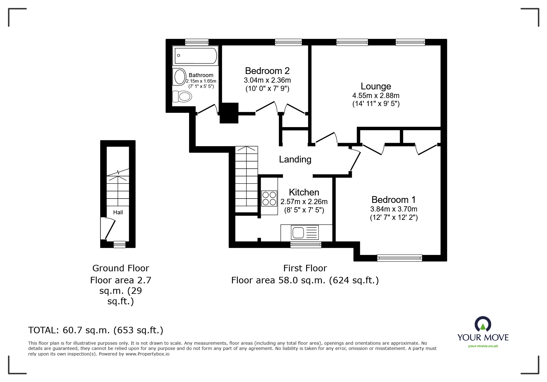 Floorplan of 2 bedroom  Flat to rent, Queen Mary Avenue, Basingstoke, Hampshire, RG21
