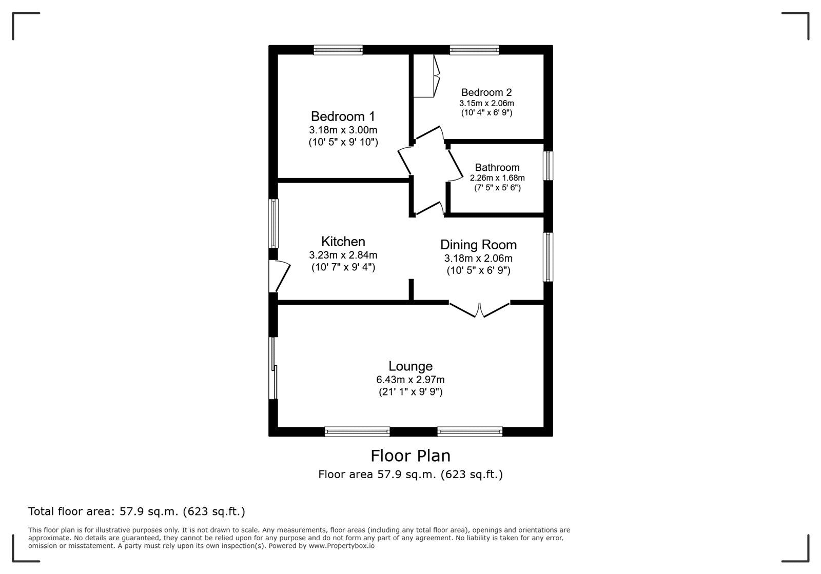 Floorplan of 2 bedroom Detached Property for sale, Mullenscote Mobile Home Park, Weyhill, Hampshire, SP11