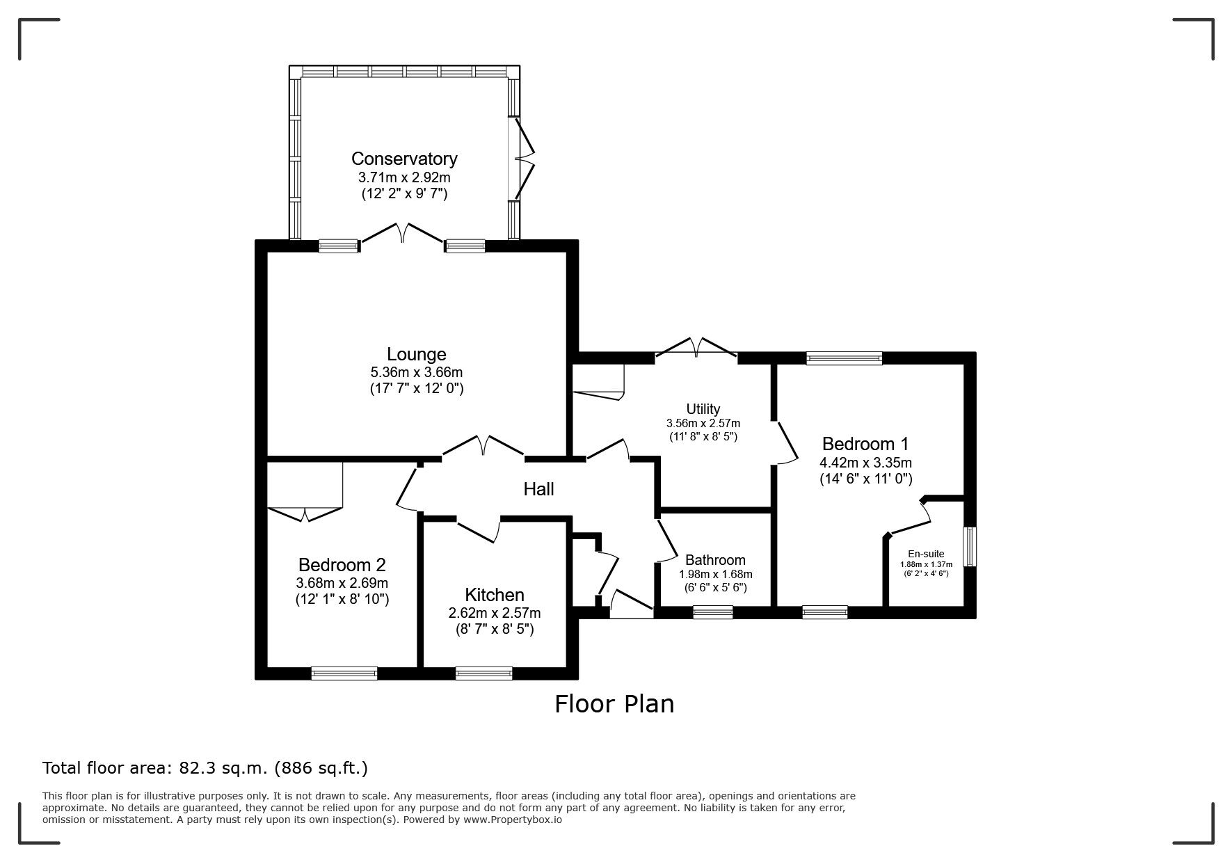 Floorplan of 2 bedroom Detached Bungalow for sale, Swains Road, Tadley, Hampshire, RG26