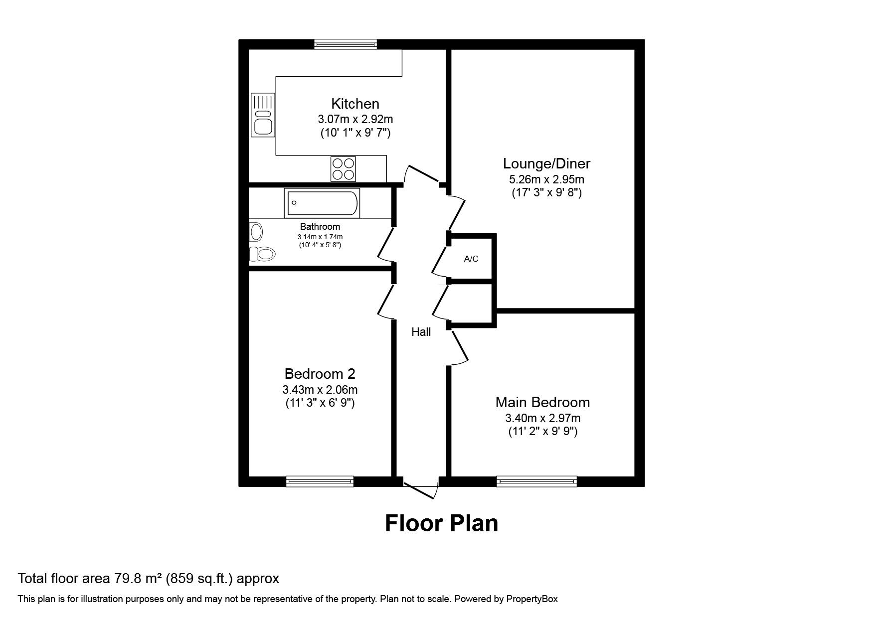 Floorplan of 2 bedroom Flat to rent, Shaldon Court, Bedford, MK40