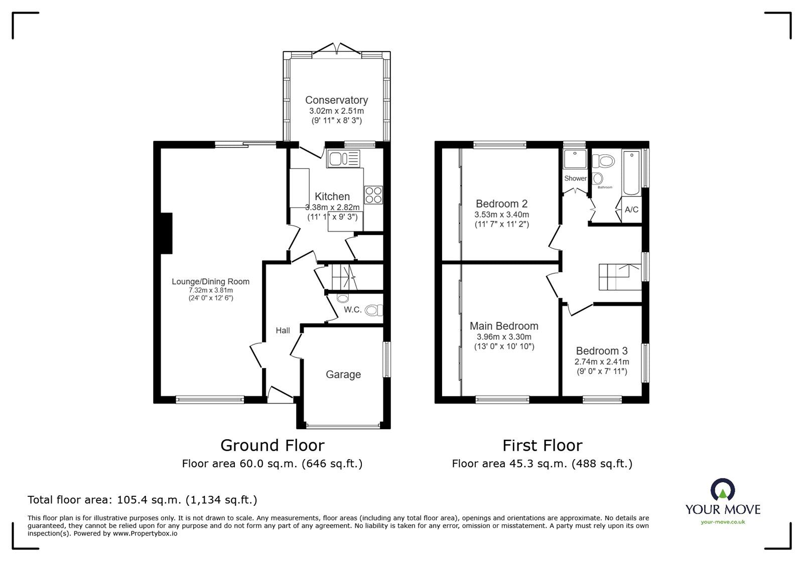 Floorplan of 3 bedroom Semi Detached House to rent, Tiverton Road, Bedford, MK40