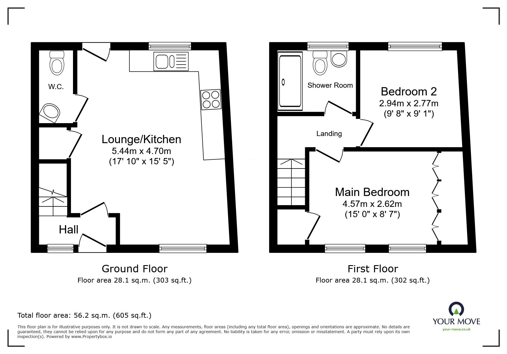 Floorplan of 2 bedroom Mid Terrace House to rent, Riddy Walk, Kempston, Bedford, MK42