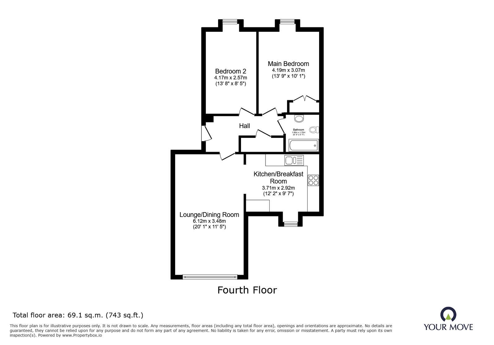 Floorplan of 2 bedroom Flat to rent, Palgrave Road, Bedford, MK42