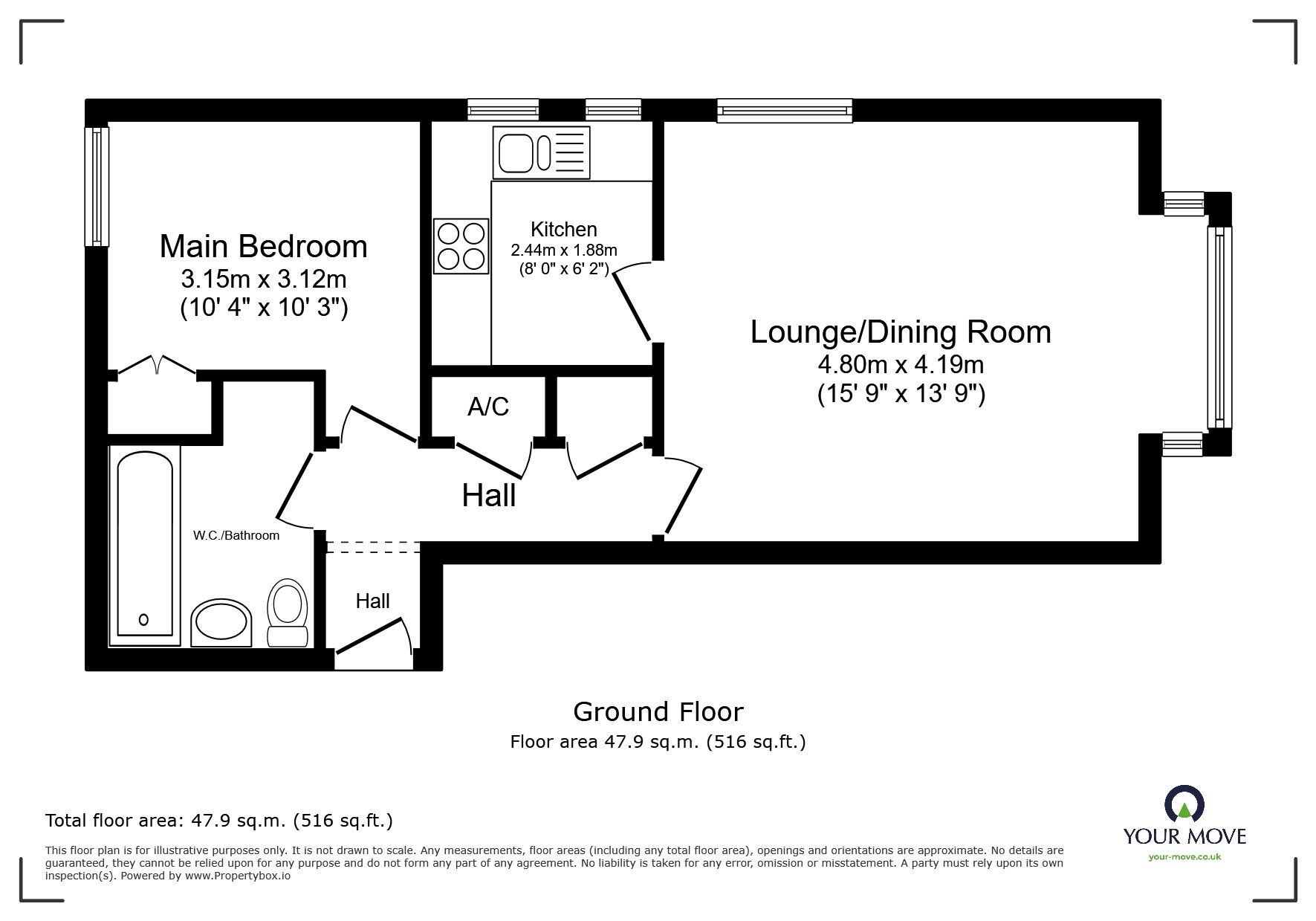 Floorplan of 1 bedroom Flat to rent, Kimbolton Road, Bedford, MK40
