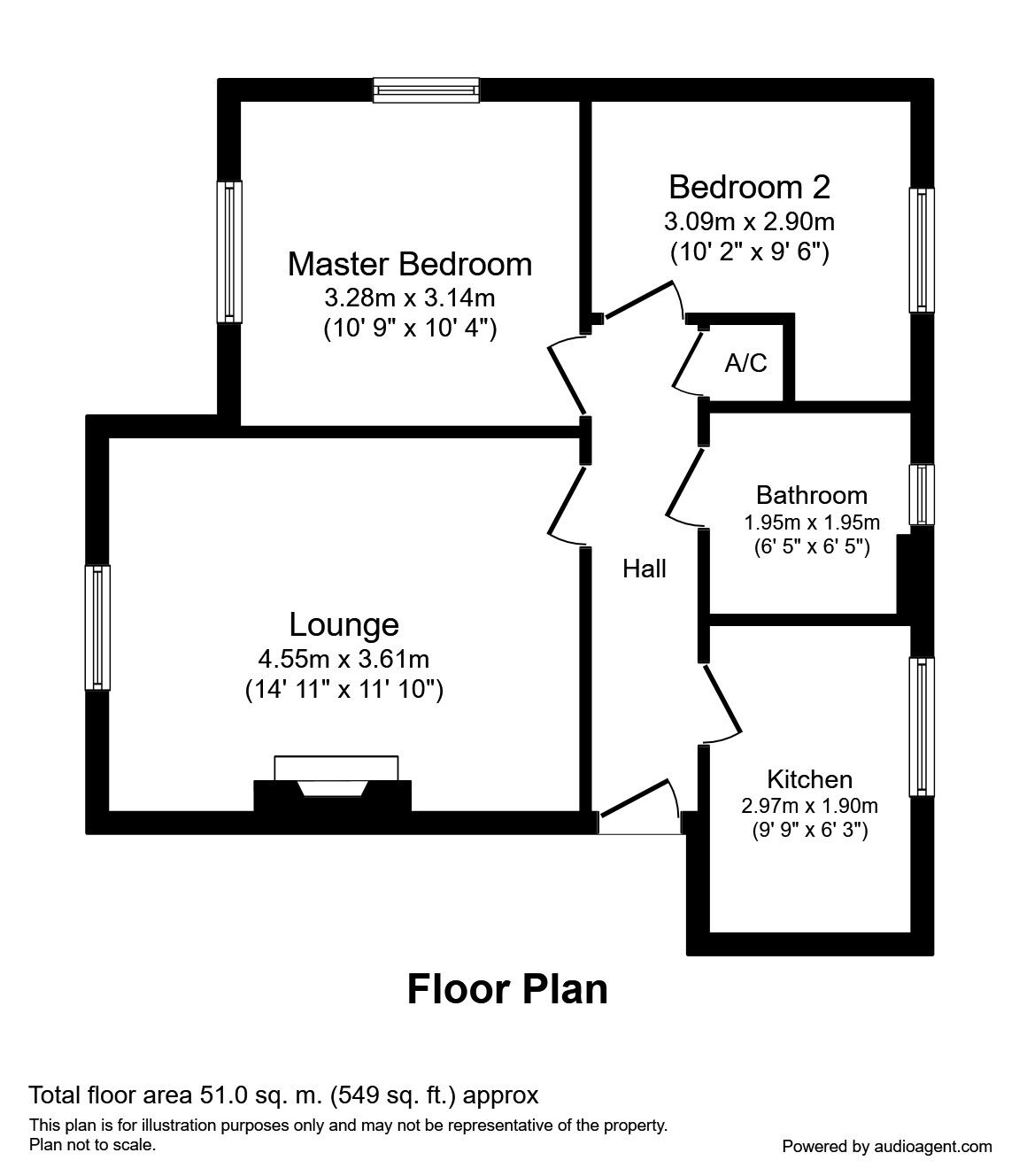 Floorplan of 2 bedroom  Flat to rent, Gillespie Close, Bedford, MK42