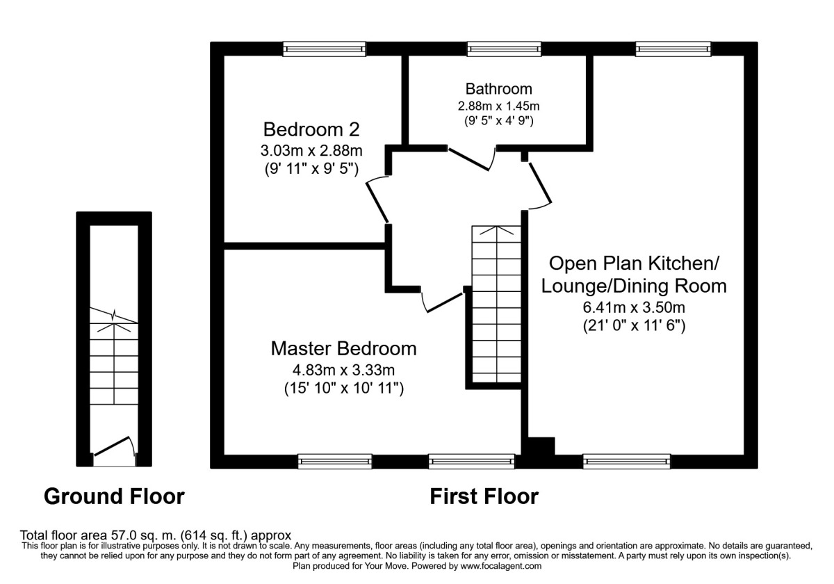 Floorplan of 2 bedroom Flat to rent, Saxon Way, Great Denham, Bedford, MK40