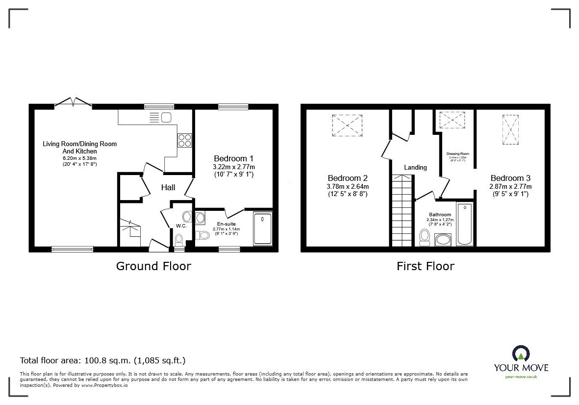 Floorplan of 3 bedroom Detached House for sale, Park Road, Moggerhanger, Bedford, MK44