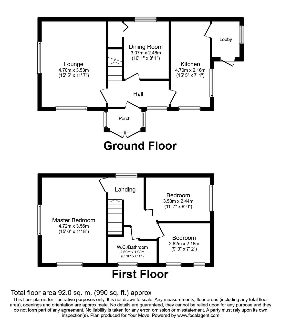 Floorplan of 3 bedroom Detached House to rent, Bedford Road, Kempston, Bedford, MK42