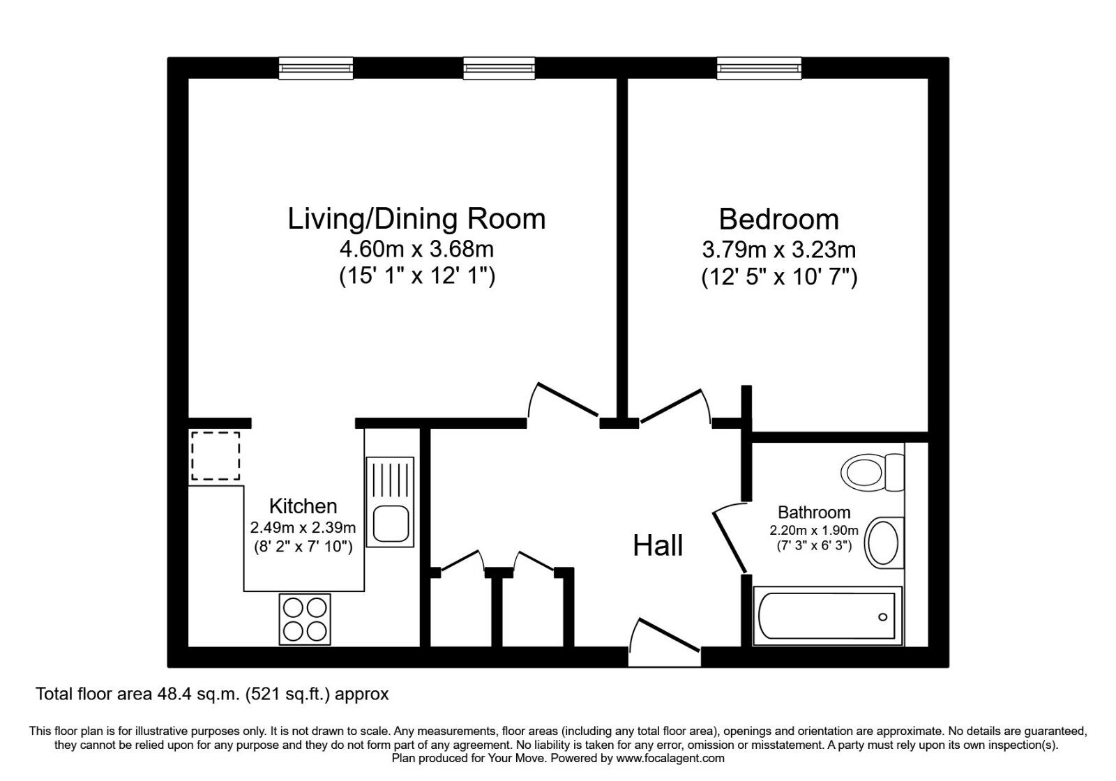 Floorplan of 1 bedroom Flat to rent, St. Johns Street, Bedford, Bedfordshire, MK42