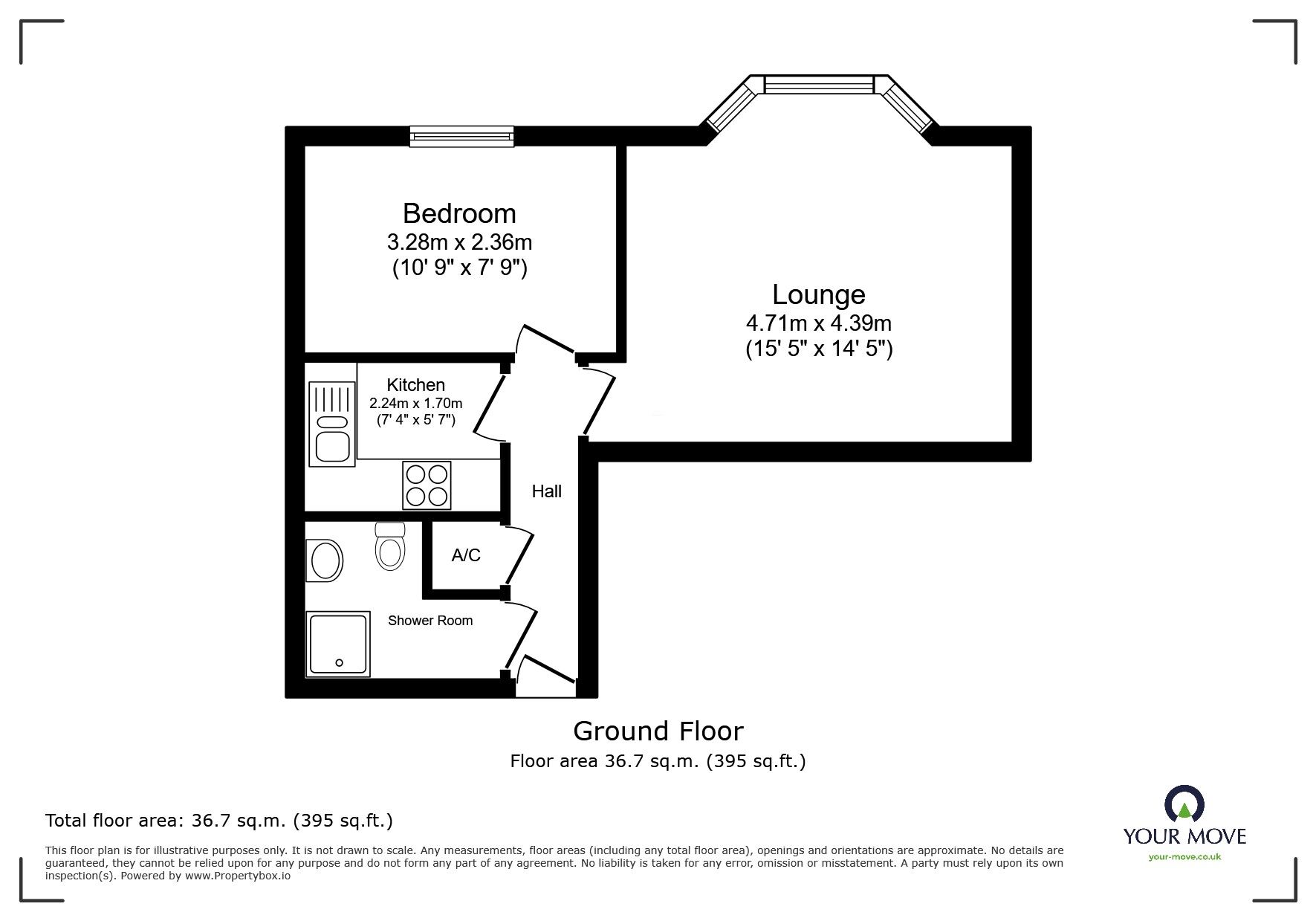 Floorplan of 1 bedroom  Flat to rent, De Parys Avenue, Bedford, Bedfordshire, MK40