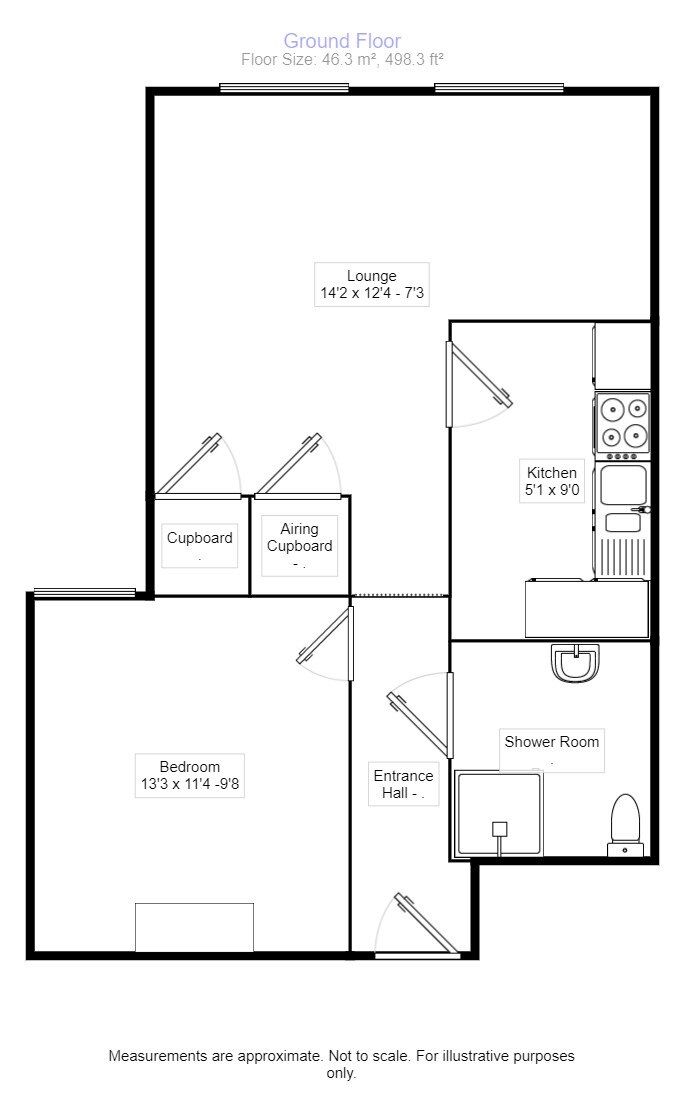 Floorplan of 1 bedroom  Flat to rent, De Parys Avenue, Bedford, Bedfordshire, MK40