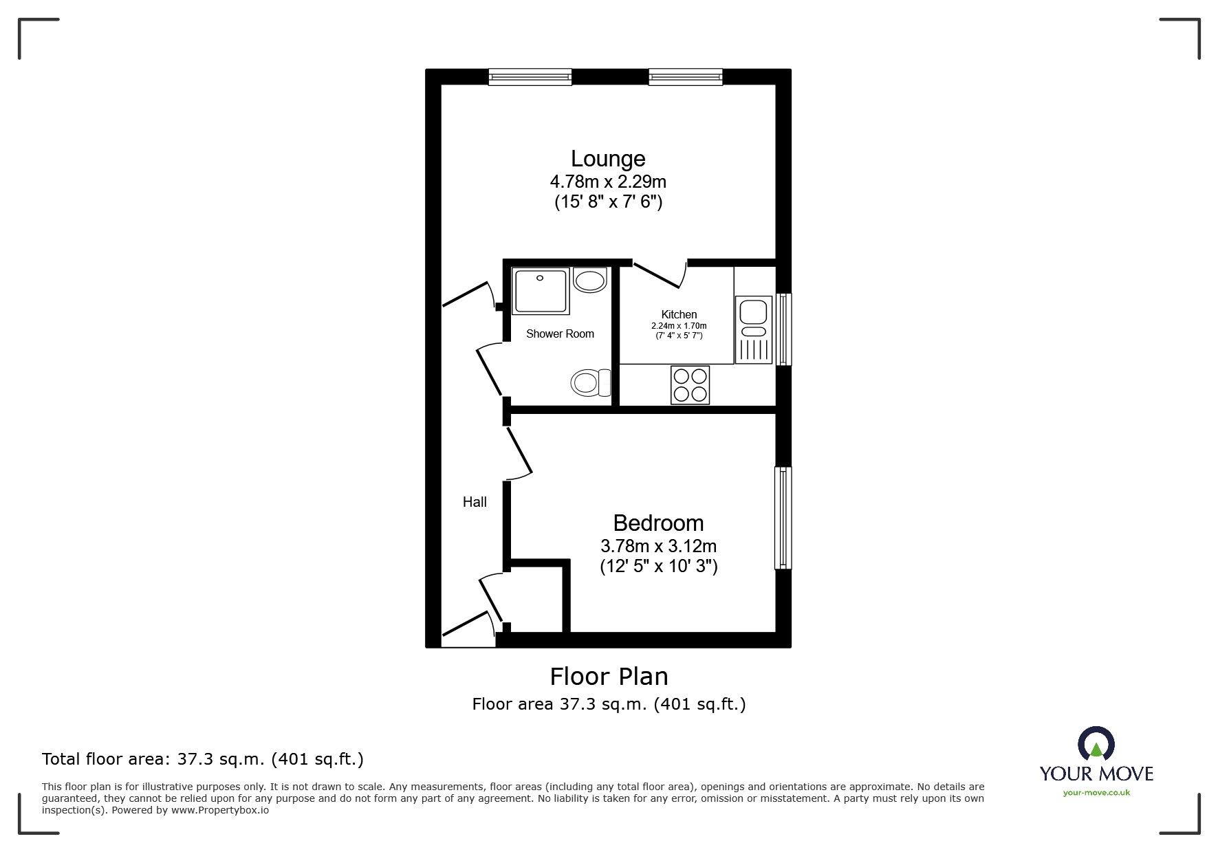 Floorplan of 1 bedroom  Flat to rent, De Parys Avenue, Bedford, Bedfordshire, MK40