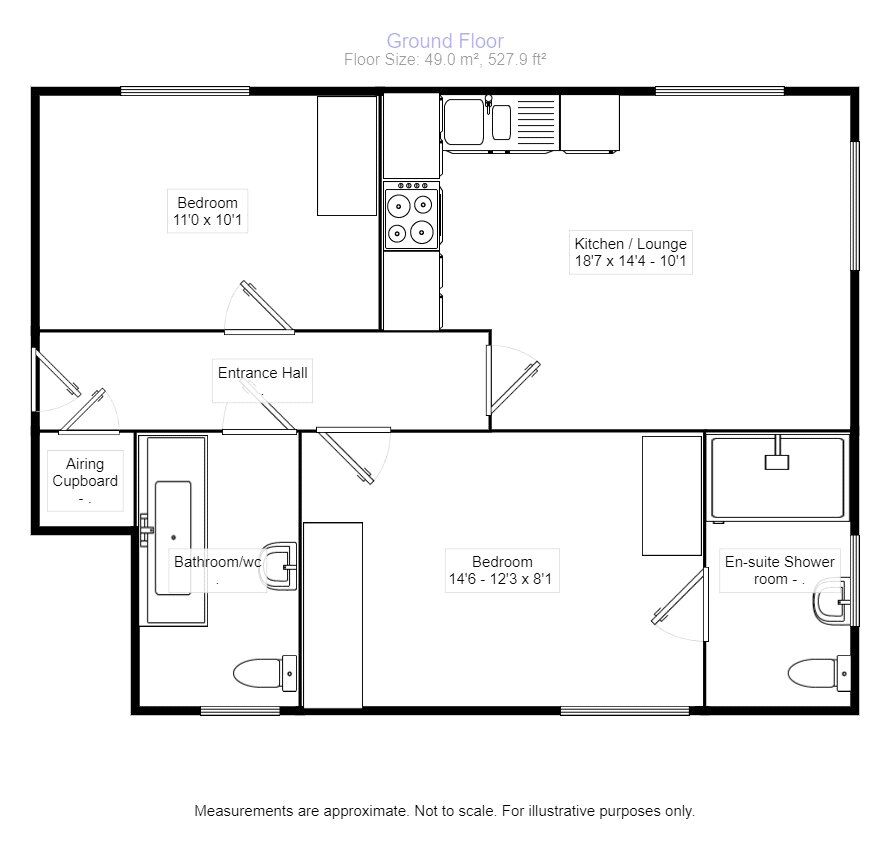 Floorplan of 2 bedroom Flat to rent, Warwick Avenue, Bedford, Bedfordshire, MK40