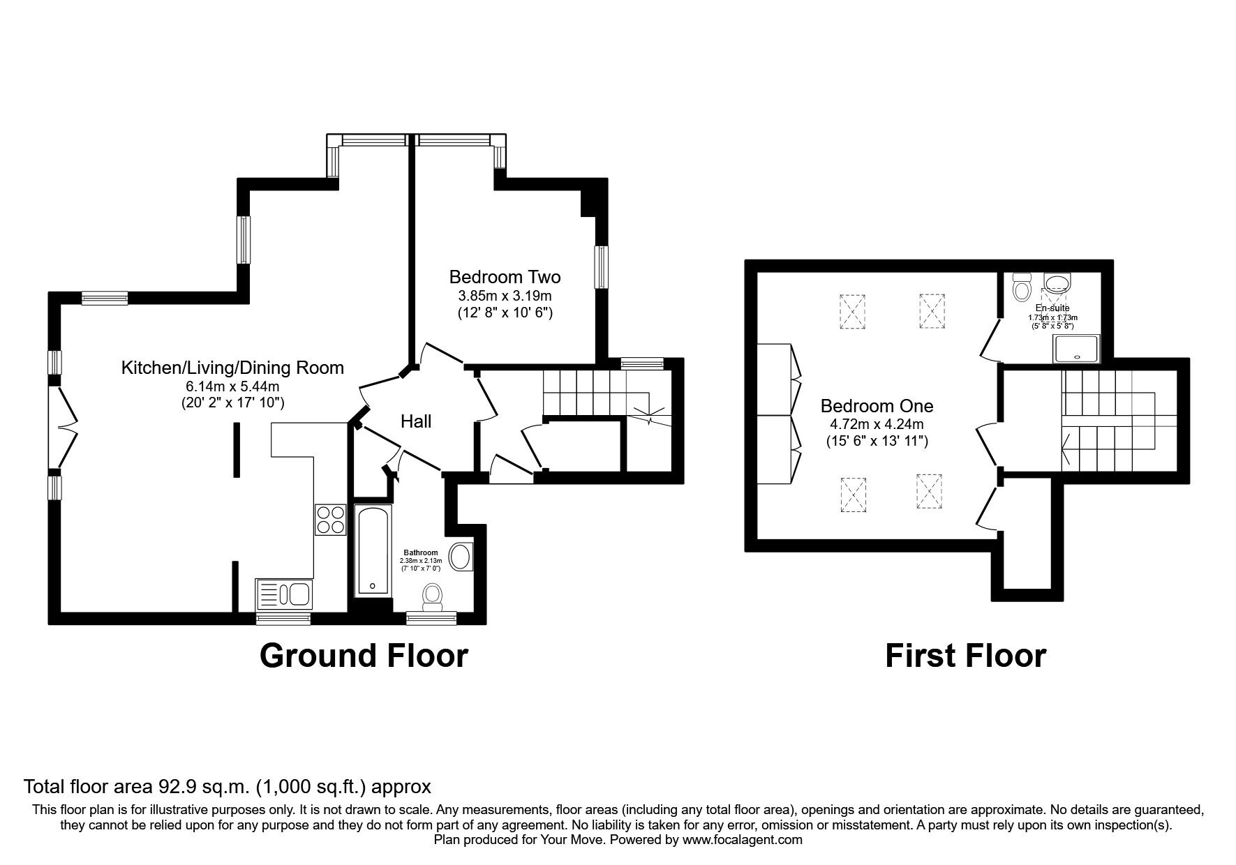 Floorplan of 2 bedroom  Flat to rent, Heron Quay, Bedford, Bedfordshire, MK40