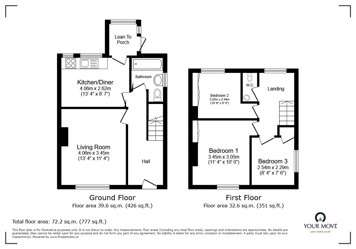 Floorplan of 3 bedroom Semi Detached House for sale, Dents Road, Bedford, Bedfordshire, MK42