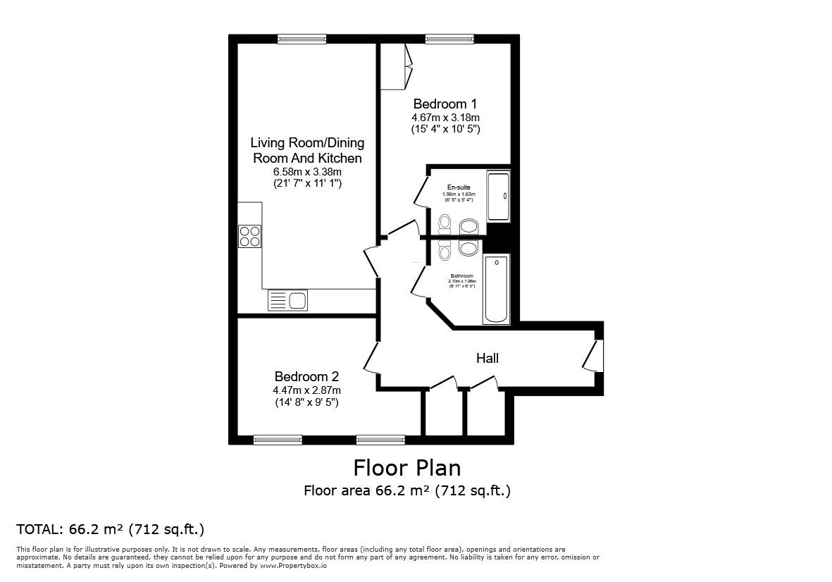 Floorplan of 2 bedroom  Flat for sale, De Montfort Place, Bedford, Bedfordshire, MK40