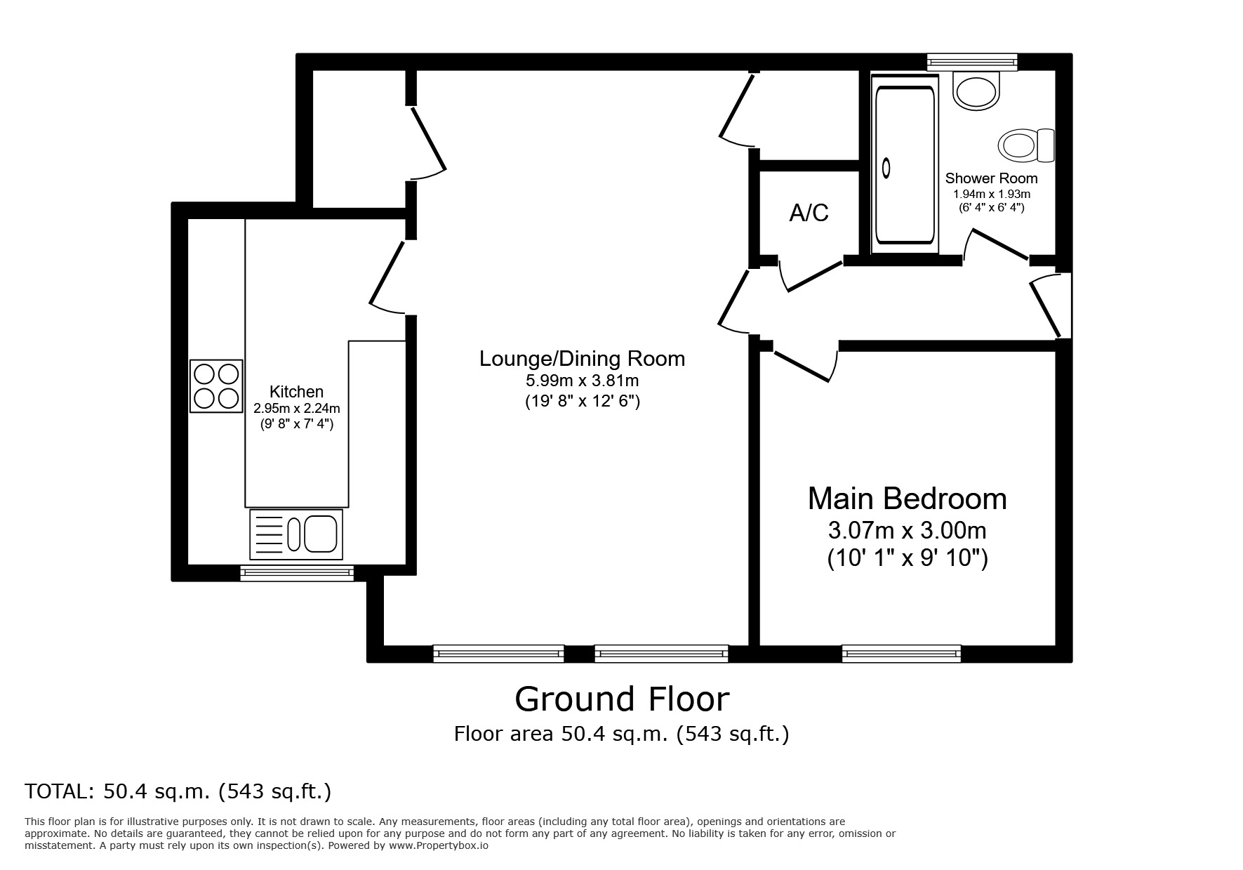 Floorplan of 1 bedroom  Flat to rent, Tavistock Street, Bedford, Bedfordshire, MK40