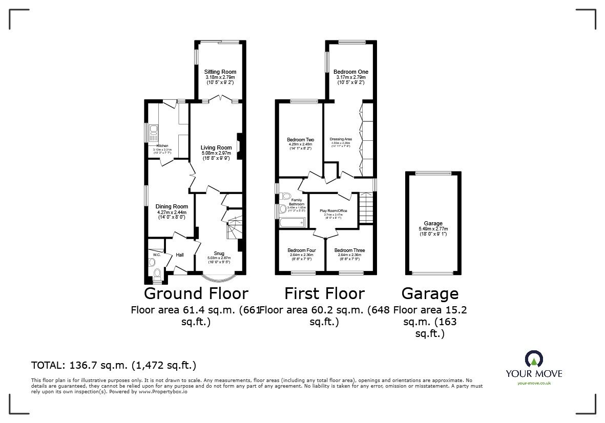 Floorplan of 4 bedroom Detached House for sale, Pentland Rise, Bedford, Bedfordshire, MK41