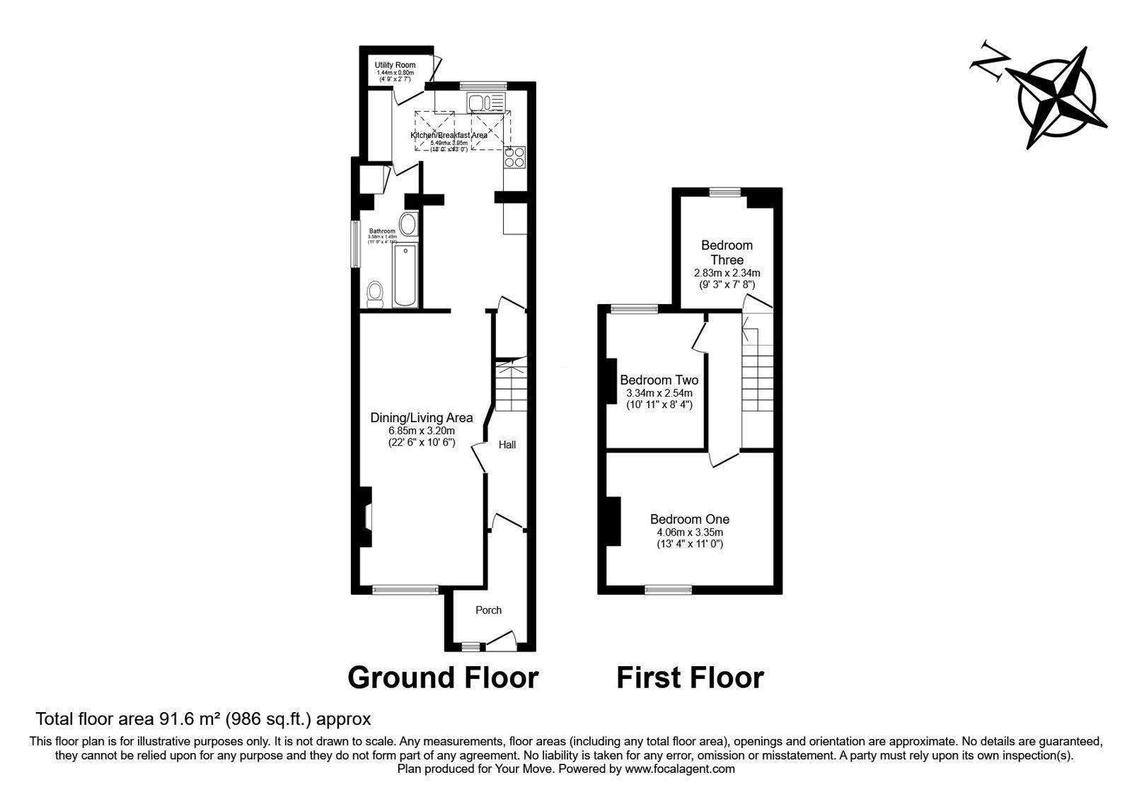 Floorplan of 3 bedroom Semi Detached House for sale, Littledale Street, Kempston, Bedfordshire, MK42