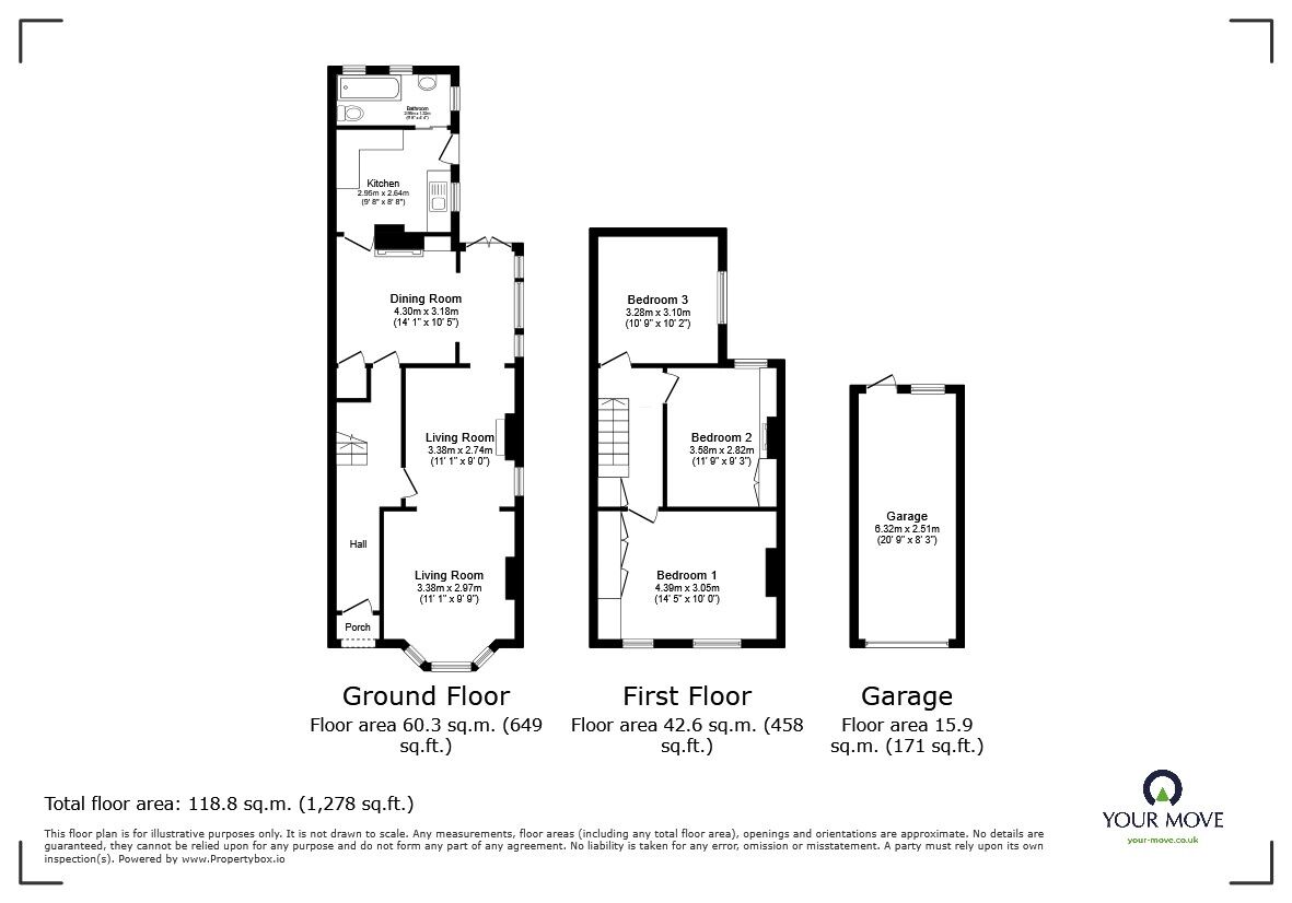 Floorplan of 3 bedroom Semi Detached House for sale, Spring Road, Kempston, Bedfordshire, MK42
