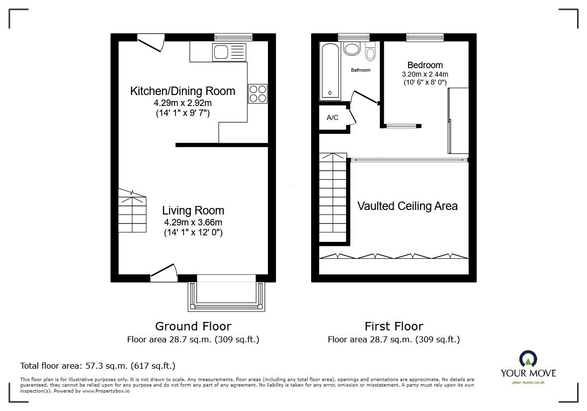Floorplan of 1 bedroom Mid Terrace House for sale, Alburgh Close, Bedford, Bedfordshire, MK42