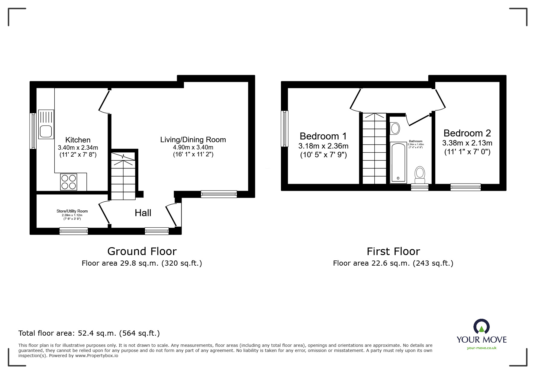 Floorplan of 2 bedroom  House for sale, Clarendon Street, Bedford, Bedfordshire, MK41