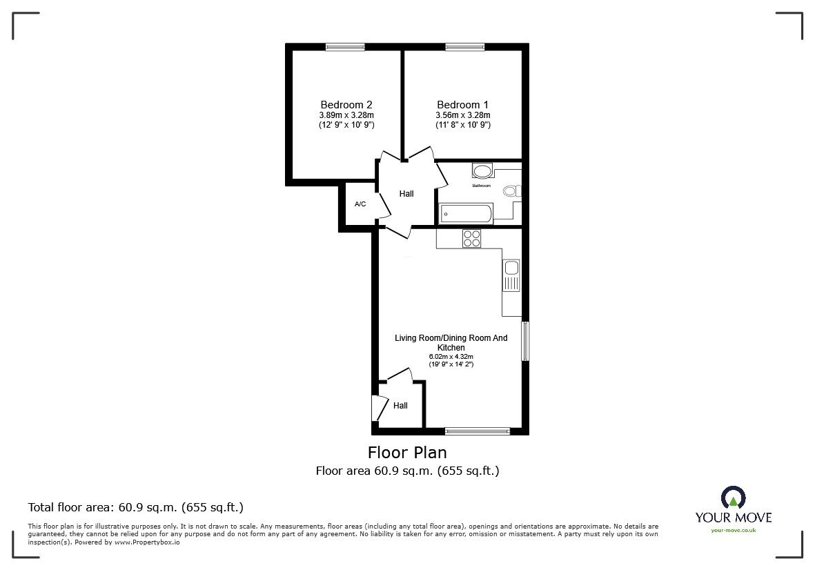 Floorplan of 2 bedroom  Flat for sale, Ashburnham Road, Bedford, Bedfordshire, MK40