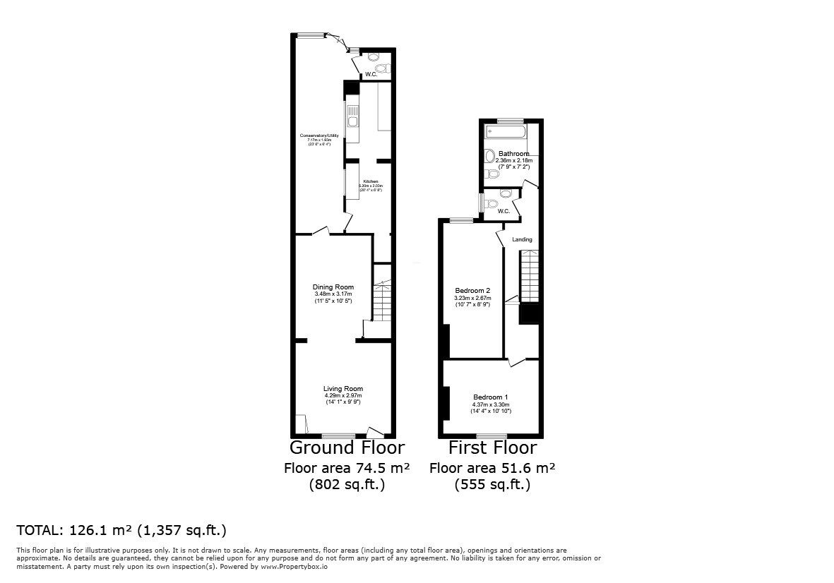 Floorplan of 2 bedroom Mid Terrace House to rent, Commercial Road, Bedford, Bedfordshire, MK40